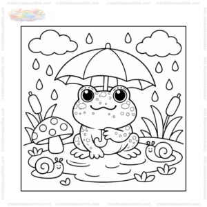 Tranh tô màu con cóc dưới mưa Tranh tô màu con cóc dưới mưa