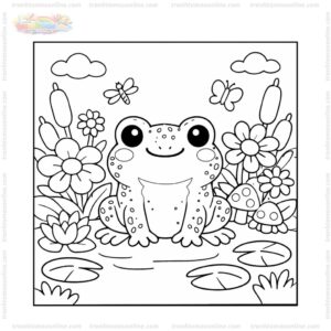 Tranh tô màu con cóc và hoa lá Tranh tô màu con cóc và hoa lá