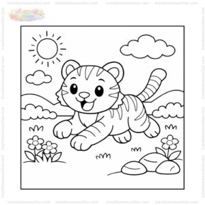 Tranh tô màu con hổ đang chạy Tranh tô màu con hổ đang chạy