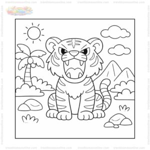 Tranh tô màu con hổ đang gầm Tranh tô màu con hổ đang gầm