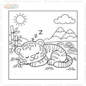 Tranh tô màu con hổ nằm nghỉ Tranh tô màu con hổ nằm nghỉ