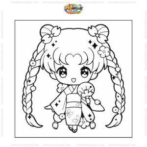 Tranh tô màu công chúa anime chibi