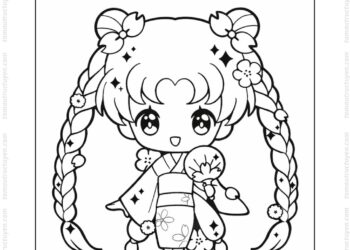 Tranh tô màu công chúa anime chibi