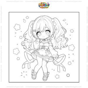 Tranh tô màu công chúa anime cute