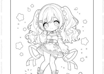 Tranh tô màu công chúa anime cute