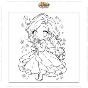Tranh tô màu công chúa anime đẹp
