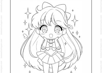 Tranh tô màu công chúa anime đơn giản