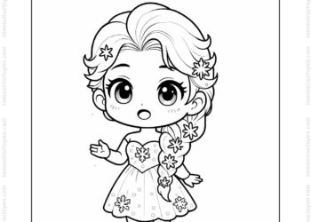 Tranh tô màu công chúa Elsa chibi