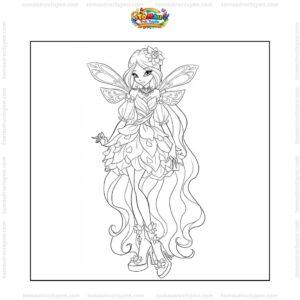Tranh tô màu công chúa Flora đẹp