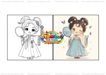 tranh tô màu công chúa hàn quốc