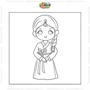 Tranh tô màu công chúa Hàn Quốc đơn giản