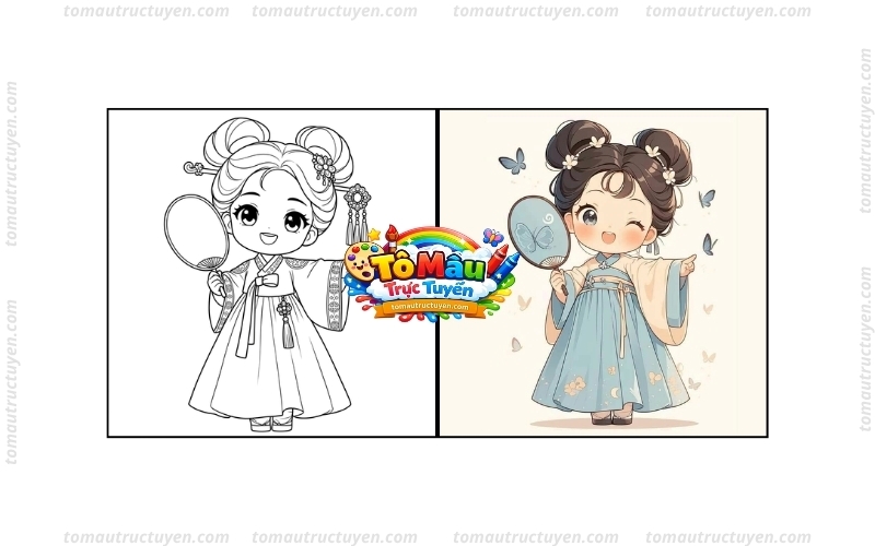 tranh tô màu công chúa hàn quốc