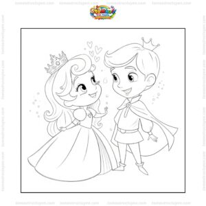 Tranh tô màu công chúa ngủ trong rừng khiêu vũ cùng hoàng tử