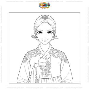Tranh tô màu công chúa mặc Hanbok