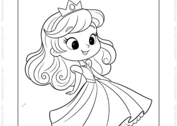 Tranh tô màu công chúa ngủ trong rừng chibi