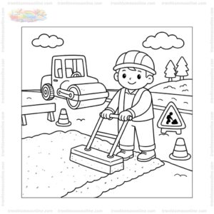 Tranh tô màu công nhân cầu đường