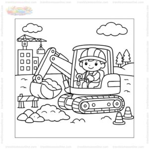 Tranh tô màu công nhân máy xúc