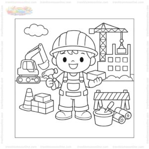 Tranh tô màu công nhân xây dựng
