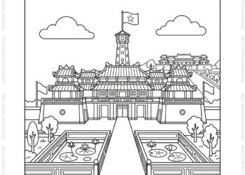 Tranh tô màu Đại Nội Huế đơn giản