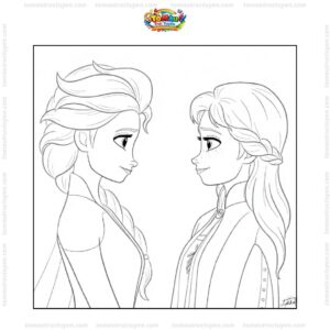 Tranh tô màu Elsa và Anna