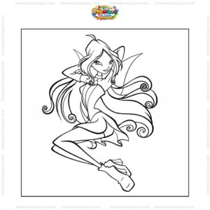 Tranh tô màu Flora Winx bay