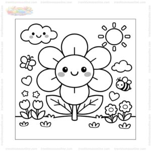 Tranh tô màu hoa 6 cánh cute