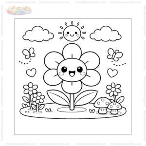 Tranh tô màu hoa 6 cánh hoạt hình