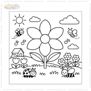 Tranh tô màu hoa 6 cánh mùa xuân