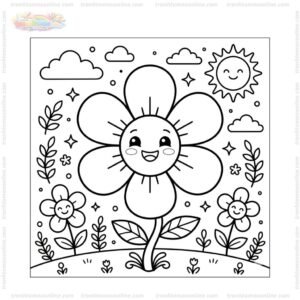 Tranh tô màu hoa 6 cánh vui nhộn