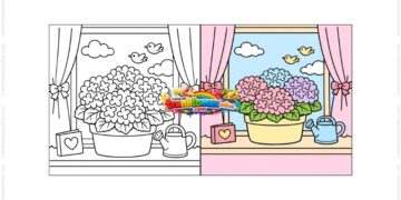 tranh tô màu hoa cẩm tú cầu