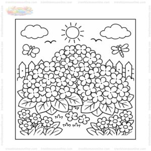 Tranh tô màu hoa cẩm tú cầu trong vườn