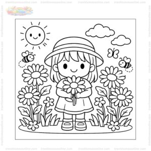 Tranh tô màu hoa cúc cho bé