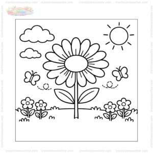 Tranh tô màu hoa cúc đơn giản