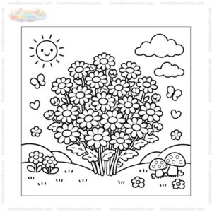 Tranh tô màu hoa cúc mini