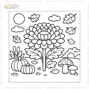 Tranh tô màu hoa cúc mùa thu