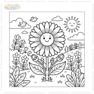 Tranh tô màu hoa cúc nở rộ