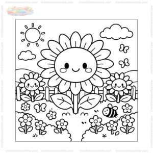 Tranh tô màu hoa hướng dương cho bé