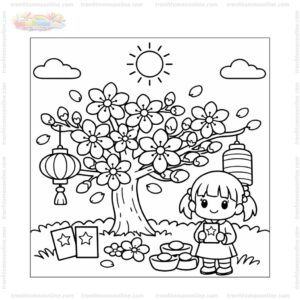 Tranh tô màu hoa mai cho bé