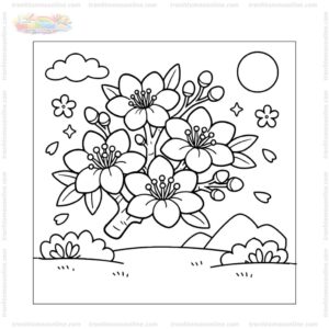 Tranh tô màu hoa mai đơn giản
