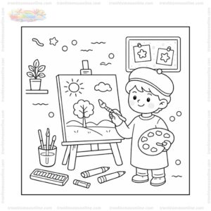 Tranh tô màu họa sĩ vẽ tranh Tranh tô màu họa sĩ vẽ tranh