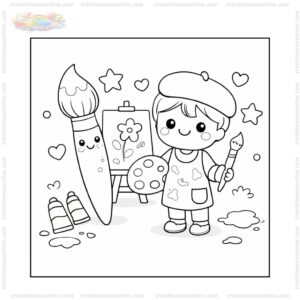 Tranh tô màu họa sĩ và cọ vẽ Tranh tô màu họa sĩ và cọ vẽ