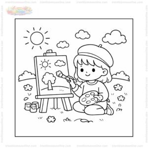 Tranh tô màu họa sĩ vẽ ở ngoài trời Tranh tô màu họa sĩ vẽ ở ngoài trời