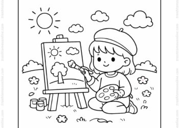 Tranh tô màu họa sĩ vẽ ở ngoài trời