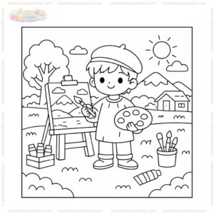 Tranh tô màu họa sĩ vẽ tranh phong cảnh Tranh tô màu họa sĩ vẽ tranh phong cảnh