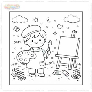 Tranh tô màu họa sĩ với bảng màu Tranh tô màu họa sĩ với bảng màu