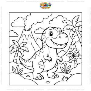 Tranh tô màu khủng long bạo chúa cho bé