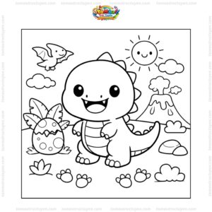 Tranh tô màu khủng long bạo chúa cute