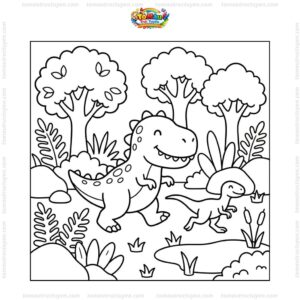 Tranh tô màu khủng long T Rex săn mồi