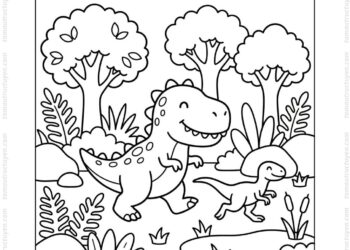 Tranh tô màu khủng long T Rex săn mồi
