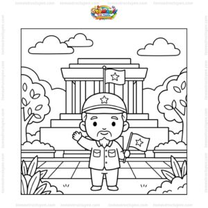 Tranh tô màu lăng Bác chibi